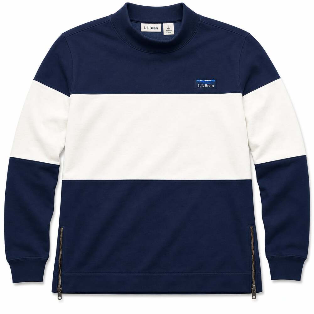 L.L.Bean Mock Neck Colorblock Sweatshirt Size Large